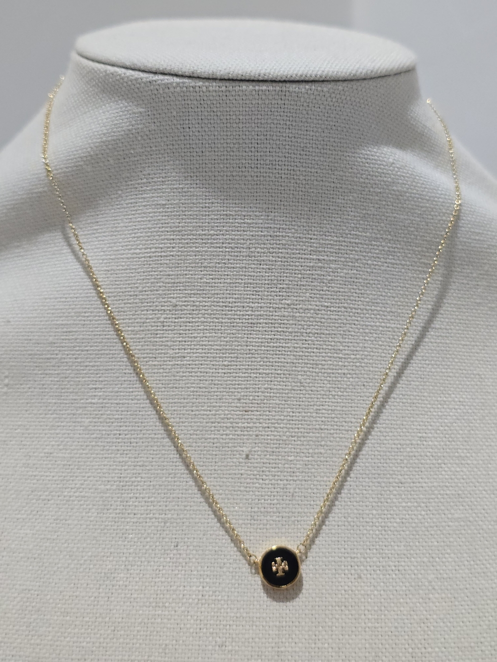 Tory Burch Logo Necklace Gold Black